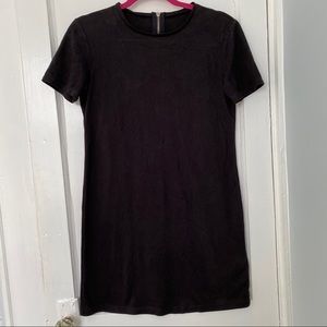 Black Faux Suede T Shirt Dress